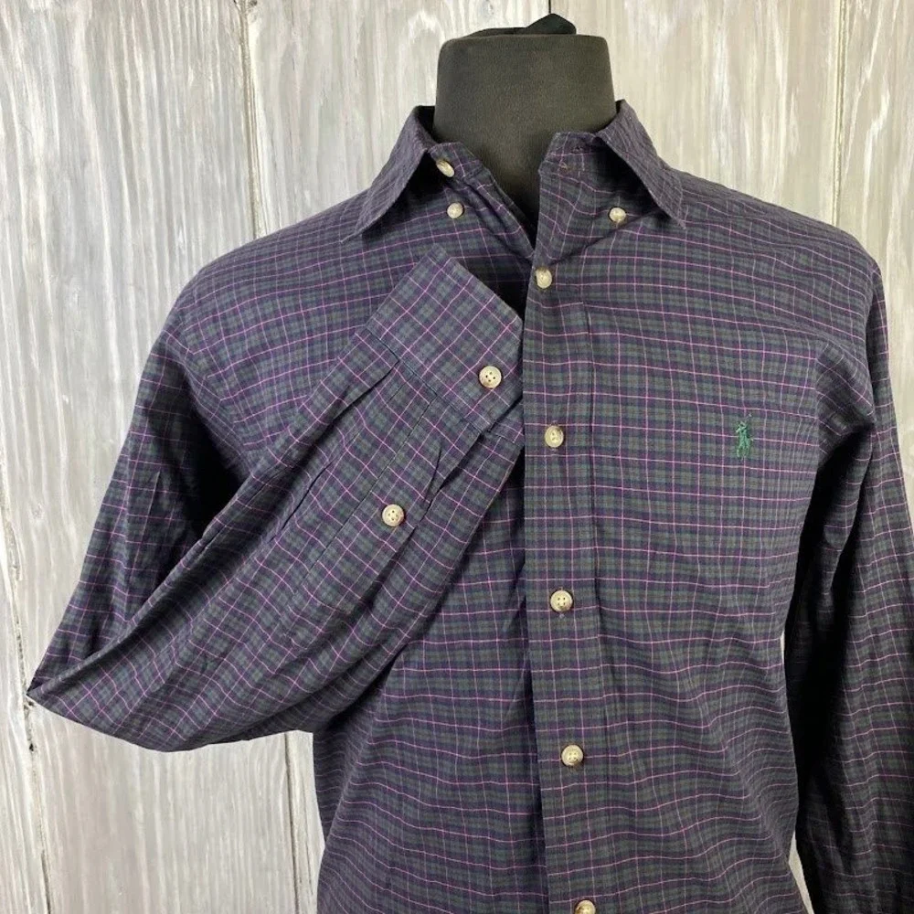 Polo Ralph Lauren Plaid Button Down Shirt Men's Long Sleeve Casual Classic Fit
